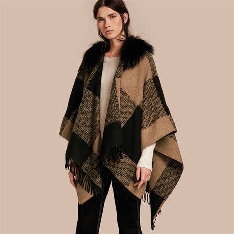 buy burberry poncho|burberry fur trimmed poncho.